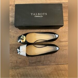 NWT Talbots Black Leather Renni5 Flat Size 9 1/2 B